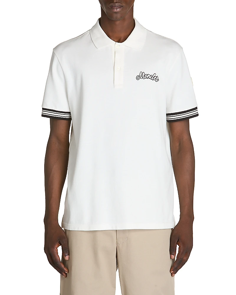 Moncler Cotton Logo Embroidered Polo Shirt