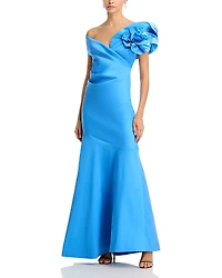 Teri Jon by Rickie Freeman Stretch Gazar Side Drape Gown
