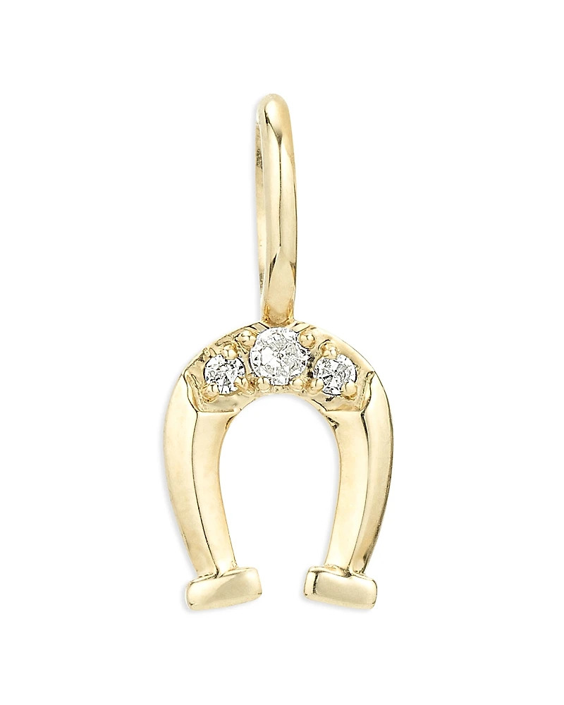 Adina Reyter 9K Yellow Gold Diamond Horseshoe Charm Pendant