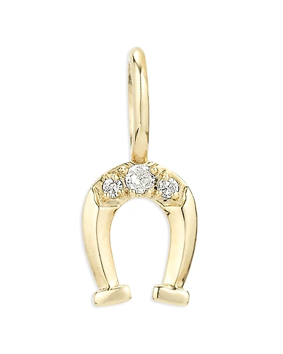 Adina Reyter 9K Yellow Gold Diamond Horseshoe Charm Pendant