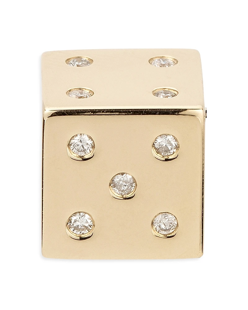 Adina Reyter 14K Yellow Gold Diamond Dice Floating Charm Pendant