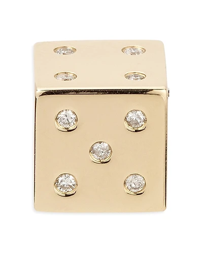 Adina Reyter 14K Yellow Gold Diamond Dice Floating Charm Pendant