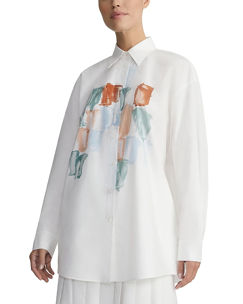 Lafayette 148 New York Printed Button Front Shirt