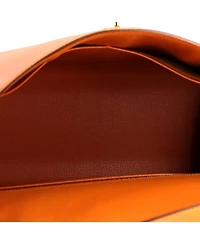 Kelly 32 Handbag Orange Box Calf with Gold Hardware