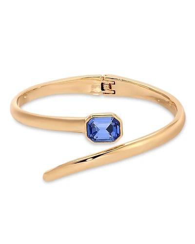 Color Stone Deco Cuff Bracelet 18K Gold Plated