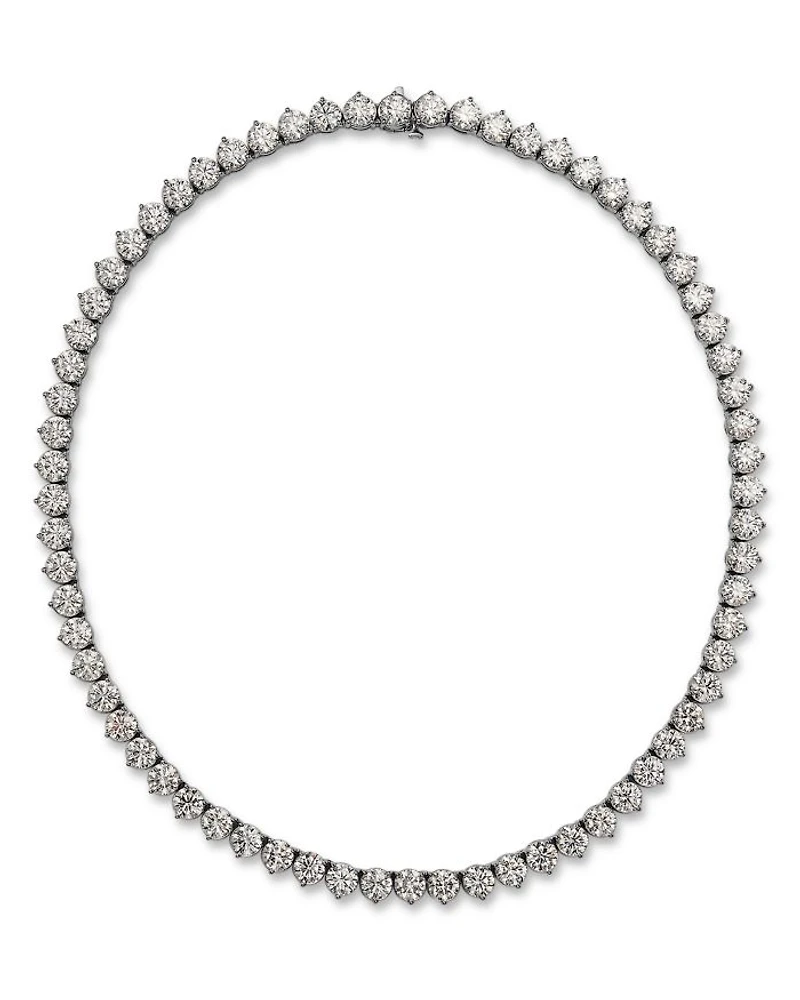 Certified Lab Grown Diamond Tennis Necklace in 18K White Gold, 51.0 tcw