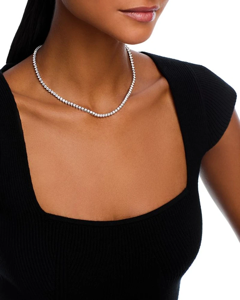 Certified Lab Grown Diamond Tennis Necklace 18K White Gold, 15.0 or 20.0 tcw