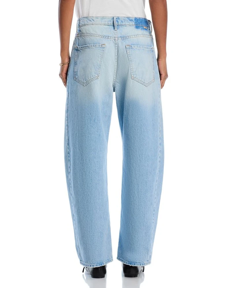 The Full Pipe Flood High Rise Barrel Jeans Back Pedal