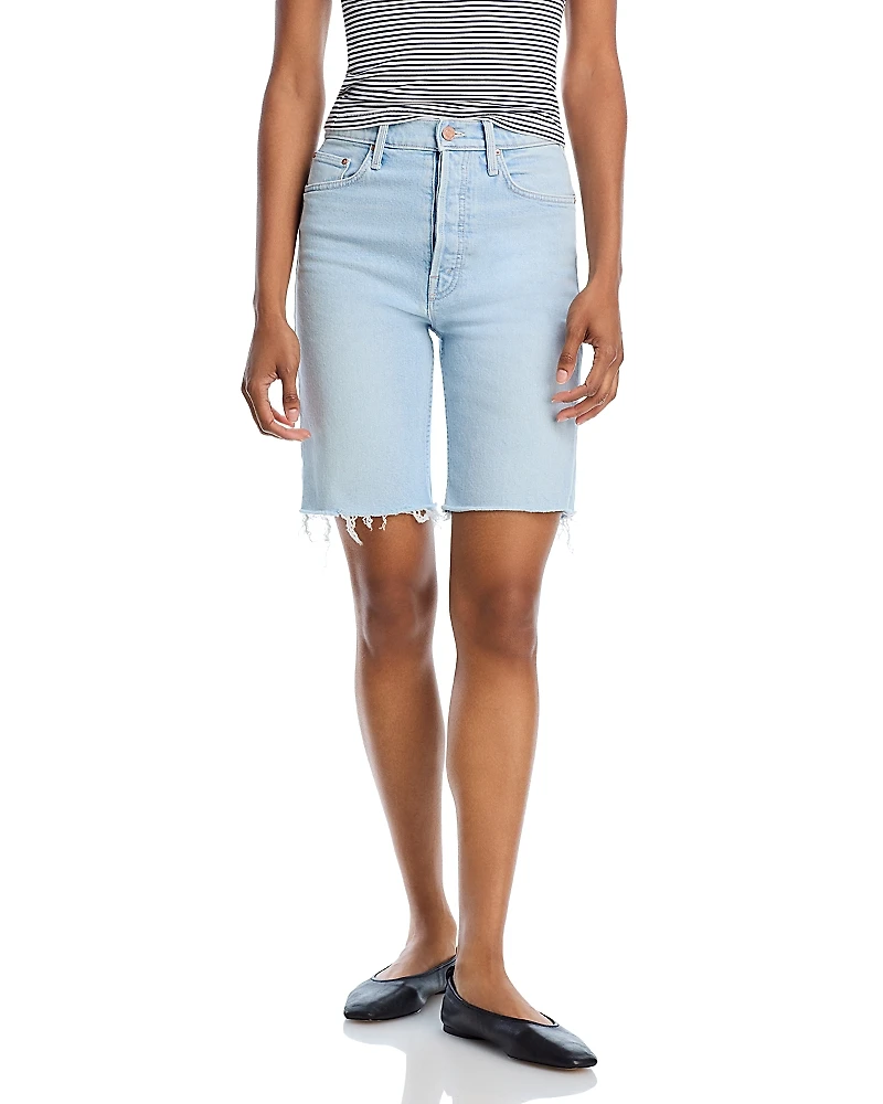 Mother Rider High Rise Denim Bermuda Shorts