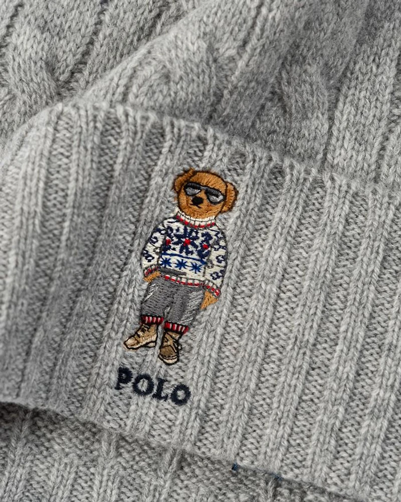 Holiday Bear Cable Knit Beanie