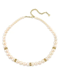 Sydney Evan 14K Yellow Gold Graduated Freshwater Pearl & Diamond Link Collar Necklace, 18-20