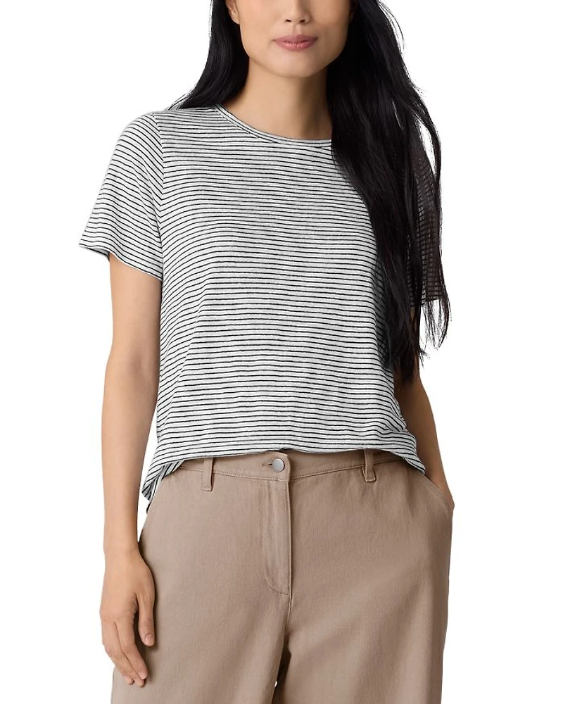 Crewneck Short Sleeve Linen Tee