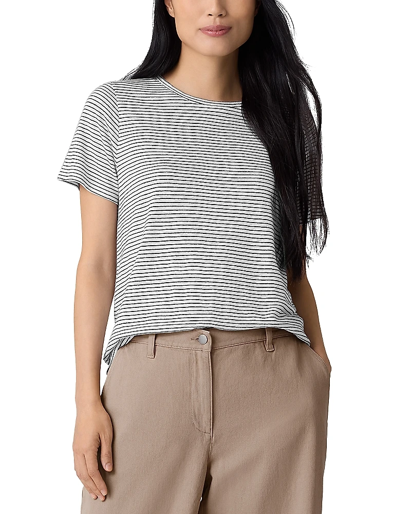 Eileen Fisher Crewneck Short Sleeve Linen Tee