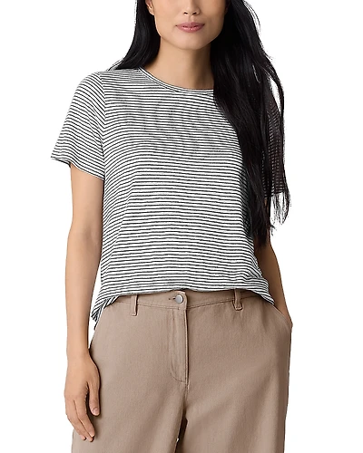 Eileen Fisher Crewneck Short Sleeve Linen Tee