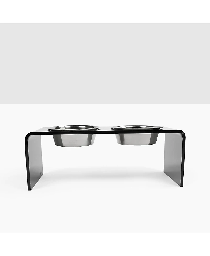 Medium Smoke Grey Small Double Bowl Feeder