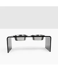 Medium Smoke Grey Small Double Bowl Feeder