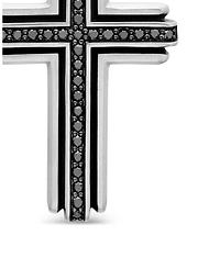 Men's Deco Cross Pendant in Sterling Silver with Diamonds