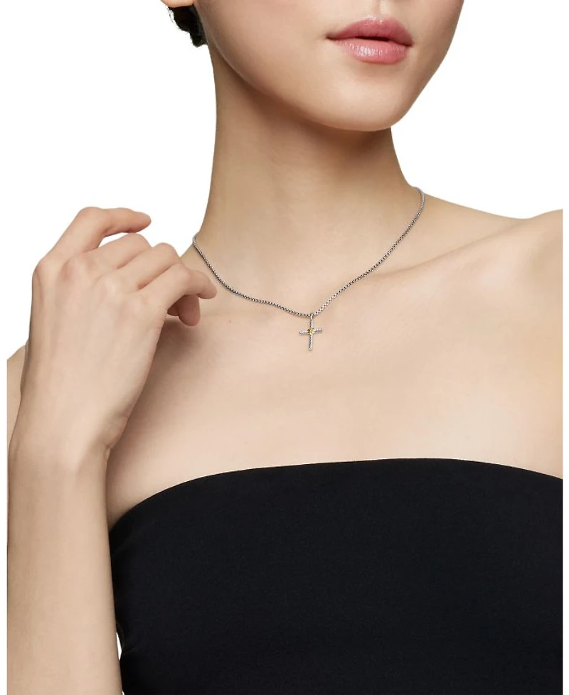 Petite X Cross Necklace with 14K Gold, 16"