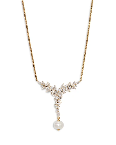 Nadri Sav Cubic Zirconia Cluster & Cultured Freshwater Pearl Lariat Necklace