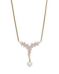 Nadri Sav Cubic Zirconia Cluster & Cultured Freshwater Pearl Lariat Necklace