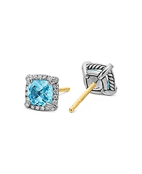 David Yurman Sterling Silver Chateline Blue Topaz & Diamond Stud Earrings - Exclusive
