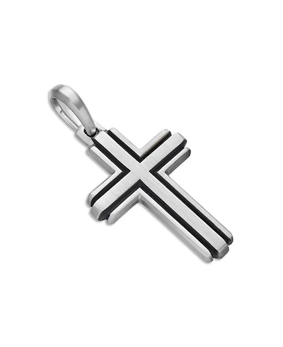 Men's Deco Cross Pendant in Sterling Silver, 34mm