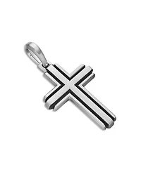 Men's Deco Cross Pendant in Sterling Silver, 34mm