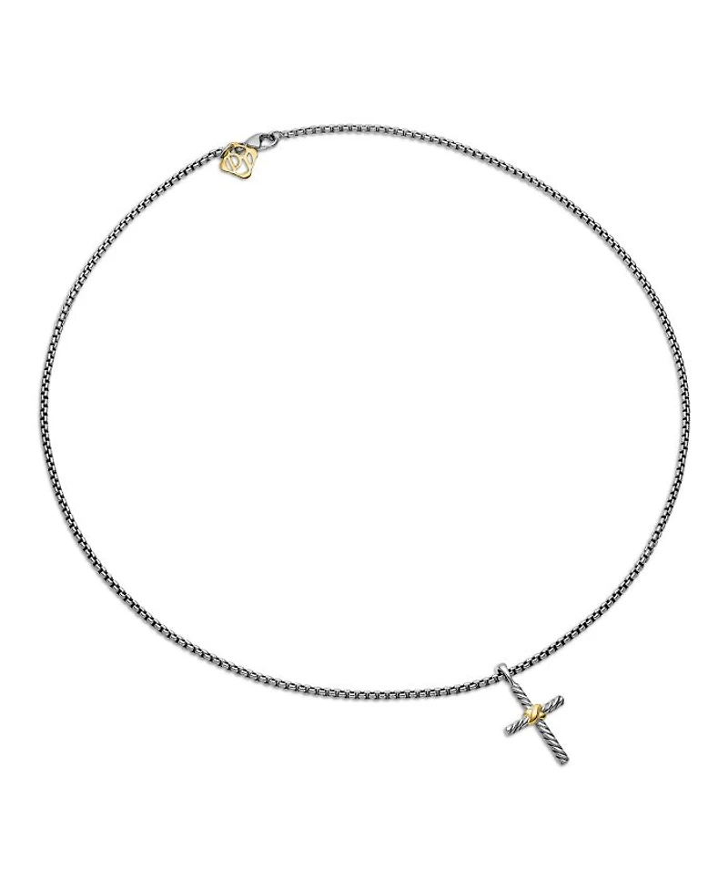 Petite X Cross Necklace with 14K Gold, 16"