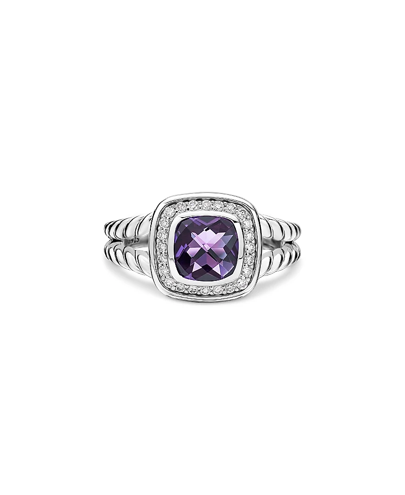 David Yurman Petite Albion Ring with Amethyst & Diamonds