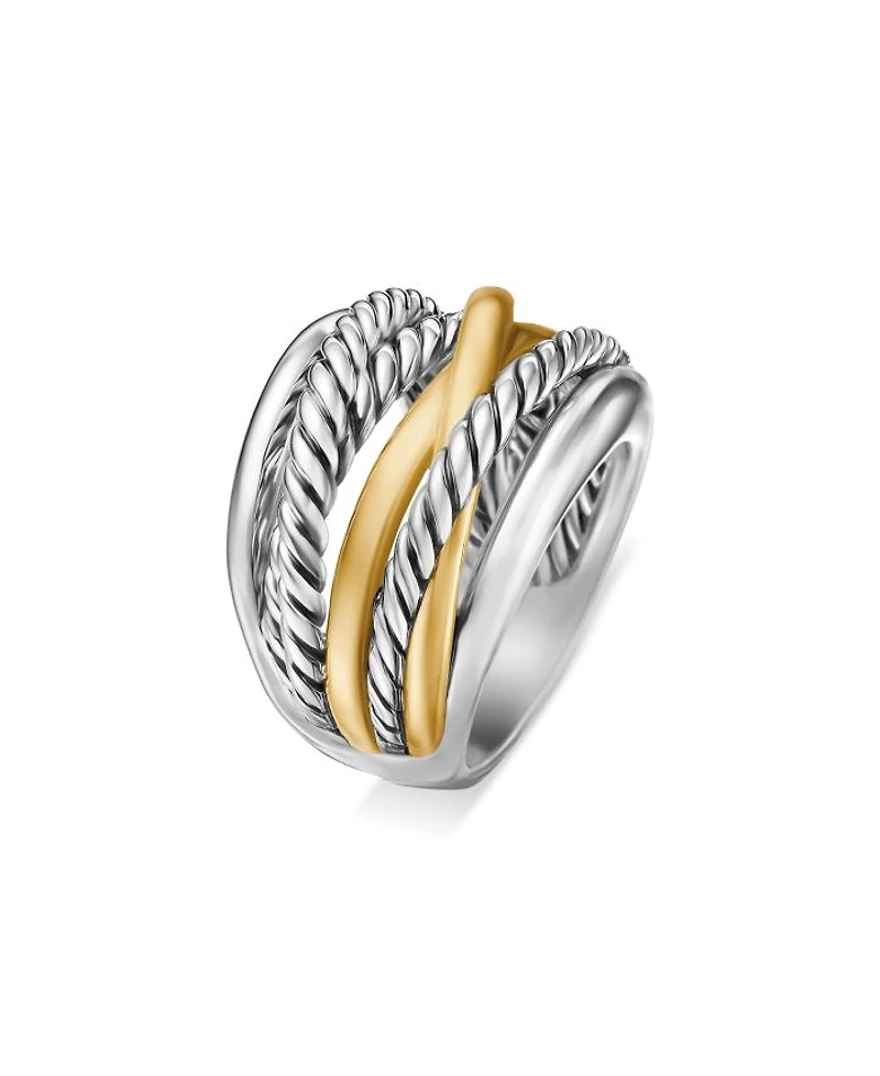 Crossover Wide Ring with 14K Gold