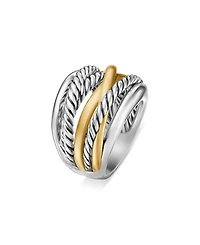 Crossover Wide Ring with 14K Gold