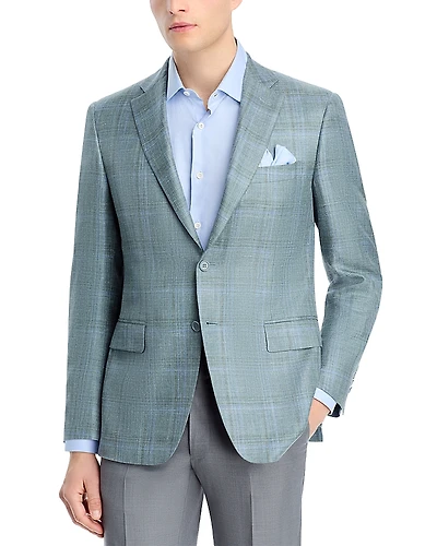 Canali Siena Wool, Silk & Linen Plaid Classic Fit Sport Coat