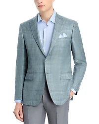 Canali Siena Wool, Silk & Linen Plaid Classic Fit Sport Coat