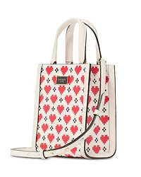 Manhattan Pixel Hearts Embossed Saffiano Leather Mini Tote