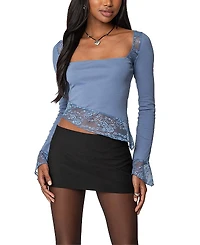 Edikted Lacey Asymmetric Square Neck Top