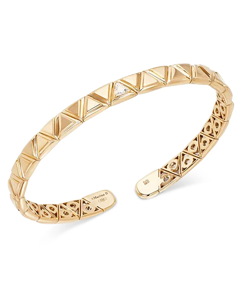 Marina B 18K Yellow Gold Triangoli Diamond Small Bangle Bracelet