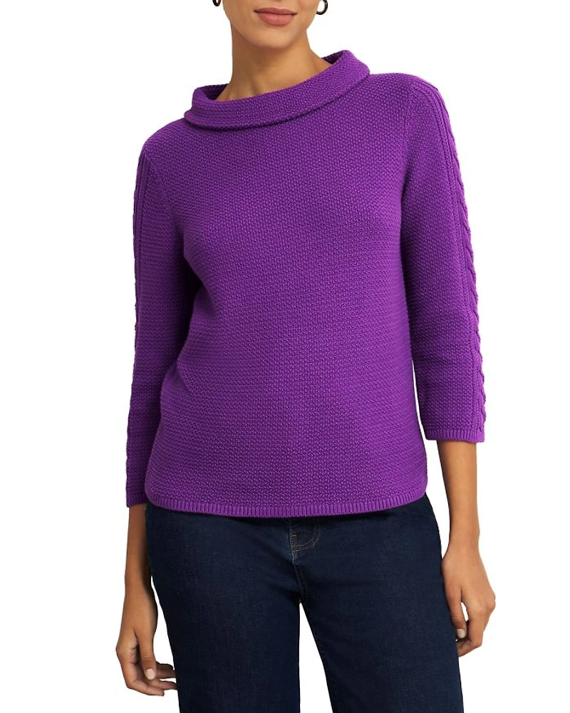 Camilla Boat Neck Cable Knit Sleeve Sweater