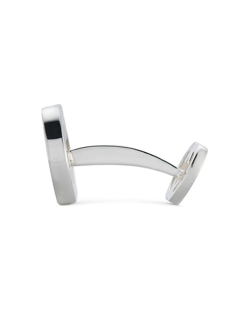 Men's Sterling Silver Interlocking G Black Enamel Cufflinks