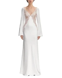 x Christopher Kane Lace Satin Long Sleeve Maxi Dress