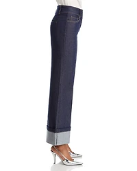 Raquelita Sheen High Rise Wide Leg Jeans Dark Denim Blue