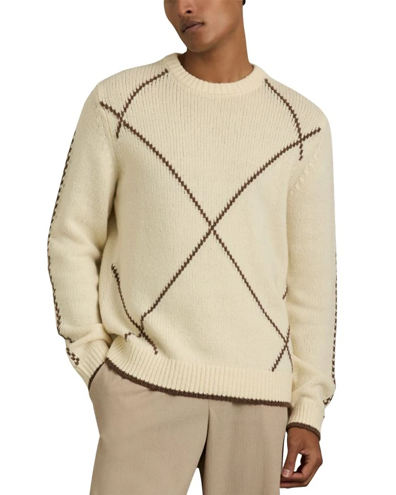 Parvey Wool & Nylon Argyle Tipped Regular Fit Sweater