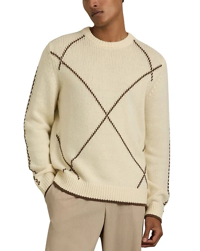 Parvey Wool & Nylon Argyle Tipped Regular Fit Sweater