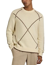 Parvey Wool & Nylon Argyle Tipped Regular Fit Sweater