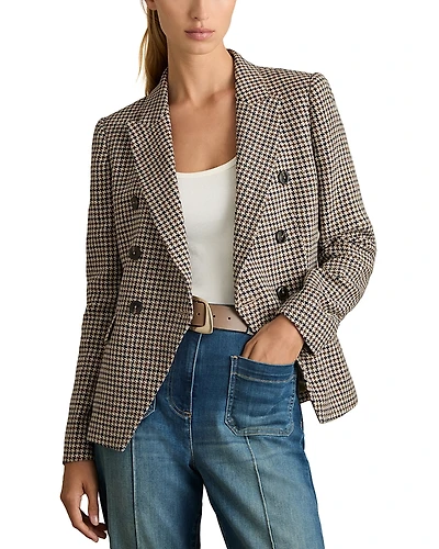 Reiss Evie Double Breasted Textured Check Blazer