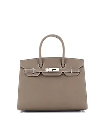 Pre-Owned HERMES Pre-Owned Hermes Birkin 30 Handbag Grey Epsom with Palladium Hardware