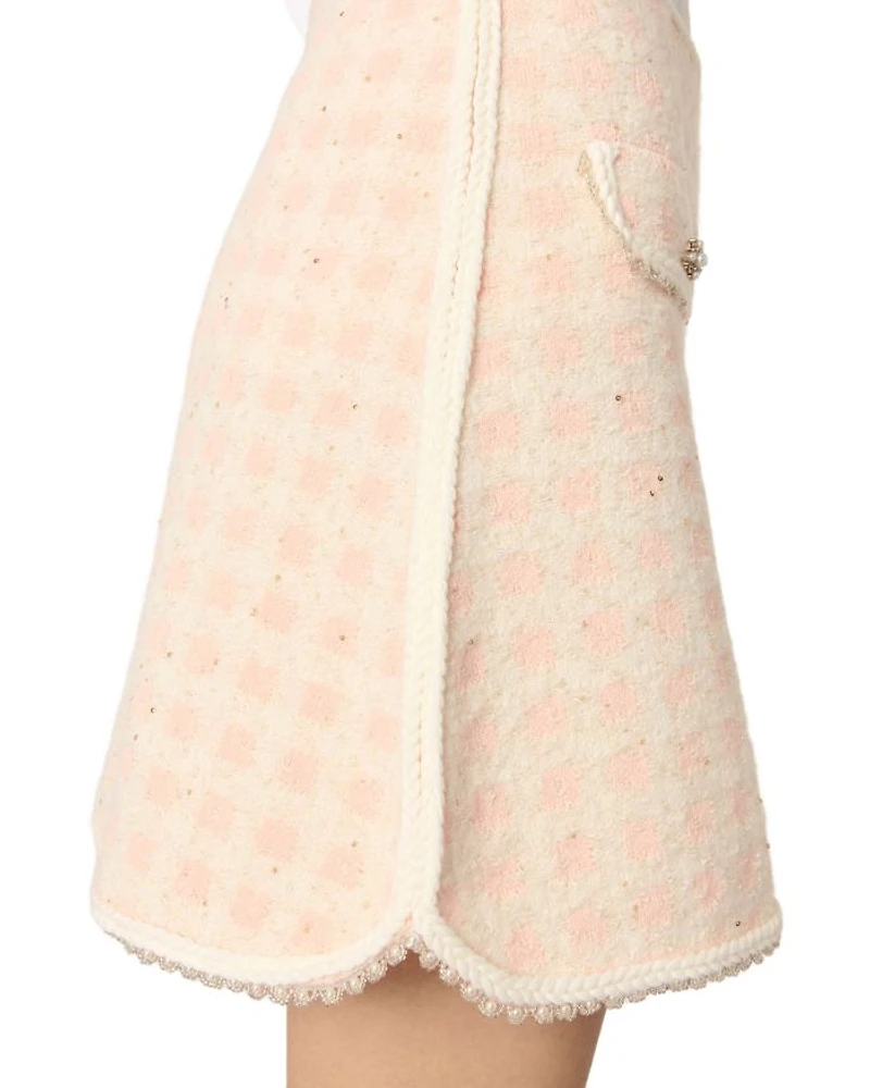 Short Tweed Effect Knit Skirt