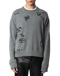 Marko Merino Wool & Cashmere Embroidered Loose Fit Sweater
