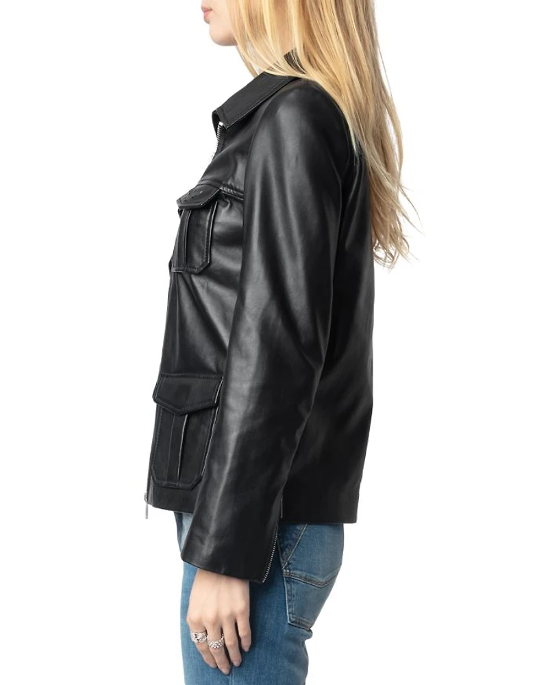 Lienna Embossed Leather Jacket