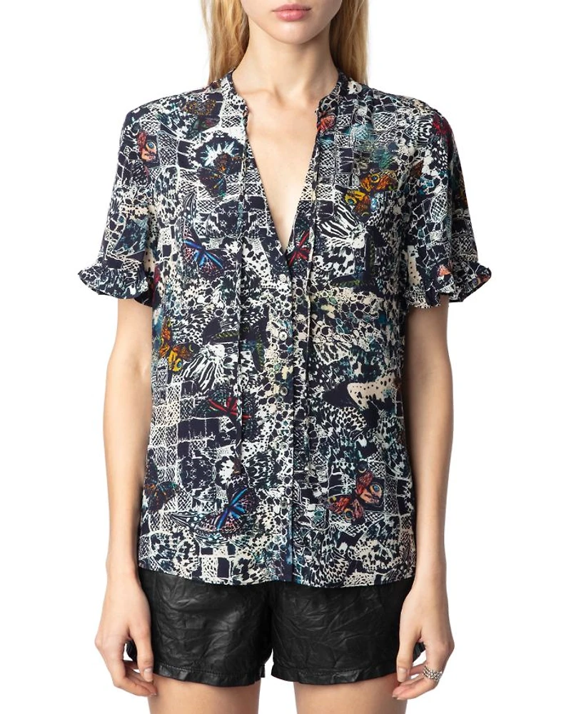 Tafiz Soft Butterfly Print Top