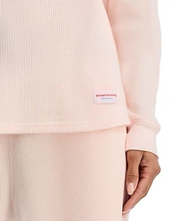 Crewneck Long Sleeve Waffle Knit Top